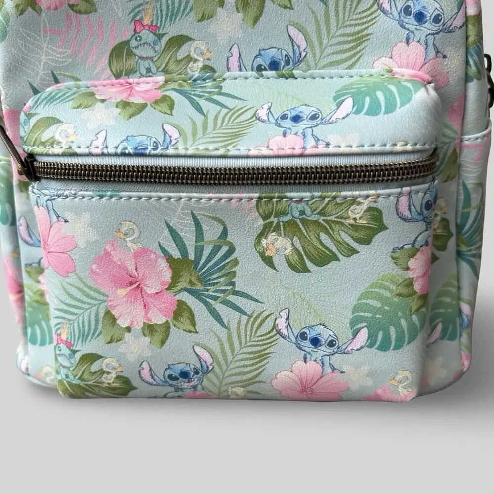 Loungefly Disney Lilo & Stitch Tropical Floral Mini Backpack Pastel Blue Vegan